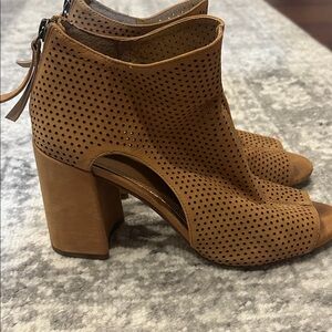 Gianni Bini Tan Perforated Heeled Boots